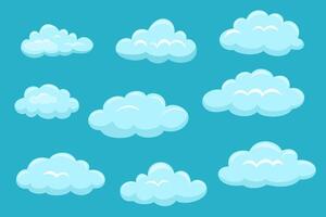 Cloud. Cloudy set isolated on blue background. vector