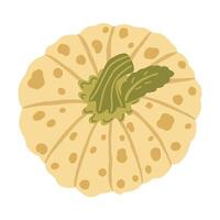 Single element of colorful orange autumn pumpkin Symbol of Halloween and Thanksgiving day. illustration on white background in doodle style. vector