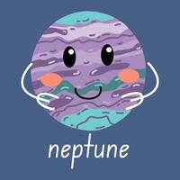 Decorative space print with cute planet Neptune.Illustration for children's room in Scandinavian style with space theme. vector