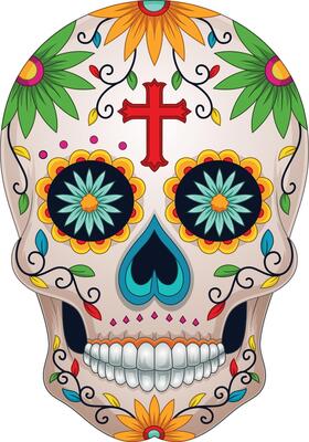 Day of the dead, colorful sugar skull