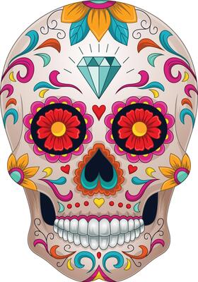 Day of the dead, colorful sugar skull