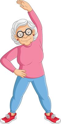Illustration Cartoon grandmother doing exercise