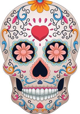 Day of the dead, colorful sugar skull