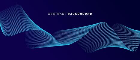 Abstract glowing wave lines on dark blue background. Dynamic wave pattern. Modern flowing wavy lines. Futuristic technology concept. Suit for banner, poster, cover, brochure, flyer, website vector