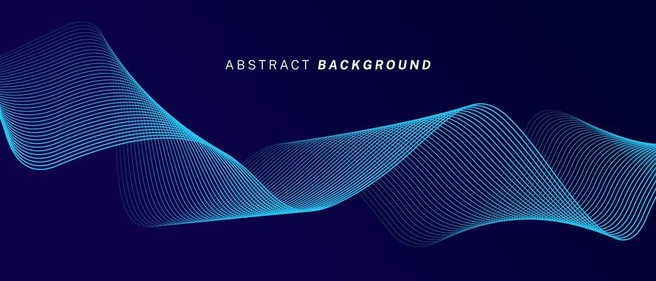 Abstract glowing wave lines on dark blue background. Dynamic wave pattern. Modern flowing wavy lines. Futuristic technology concept. Suit for banner, poster, cover, brochure, flyer, website