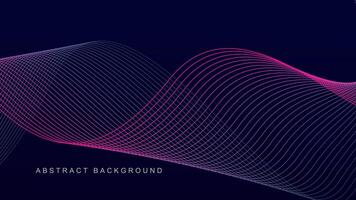 Abstract glowing wave lines on dark blue background. Dynamic wave pattern. Modern flowing wavy lines. Futuristic technology concept vector