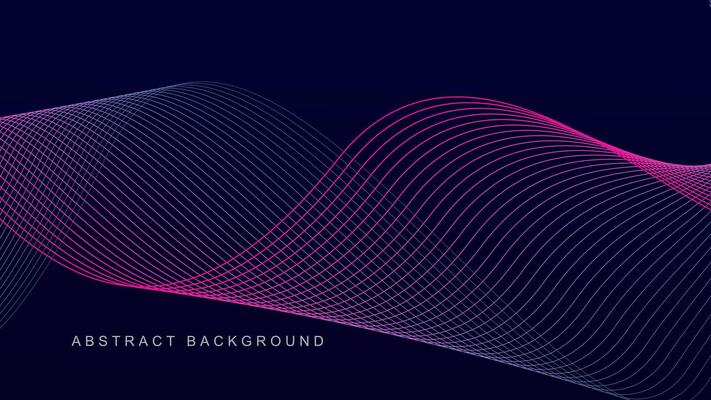 Abstract glowing wave lines on dark blue background. Dynamic wave pattern. Modern flowing wavy lines. Futuristic technology concept