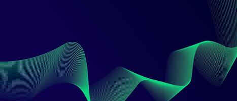 Abstract glowing wave lines on dark blue background. Dynamic wave pattern. Modern flowing wavy lines. Futuristic technology concept. Suit for banner, poster, cover, brochure, flyer, website vector