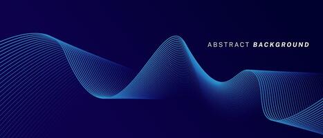 Abstract glowing wave lines on dark blue background. Dynamic wave pattern. Modern flowing wavy lines. Futuristic technology concept. Suit for banner, poster, cover, brochure, flyer, website vector