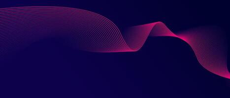 Abstract glowing wave lines on dark blue background. Dynamic wave pattern. Modern flowing wavy lines. Futuristic technology concept. Suit for banner, poster, cover, brochure, flyer, website vector