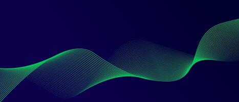 Abstract glowing wave lines on dark blue background. Dynamic wave pattern. Modern flowing wavy lines. Futuristic technology concept. Suit for banner, poster, cover, brochure, flyer, website vector