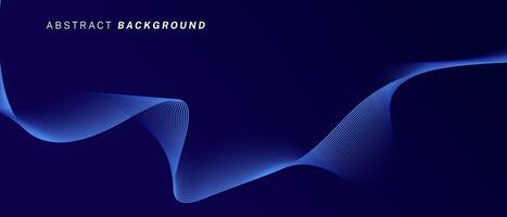 Abstract glowing wave lines on dark blue background. Dynamic wave pattern. Modern flowing wavy lines. Futuristic technology concept. Suit for banner, poster, cover, brochure, flyer, website vector