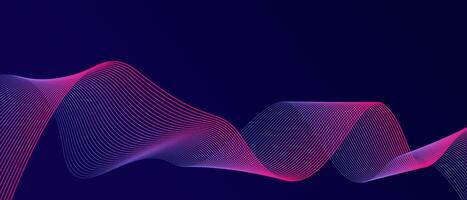 Abstract glowing wave lines on dark blue background. Dynamic wave pattern. Modern flowing wavy lines. Futuristic technology concept. Suit for banner, poster, cover, brochure, flyer, website vector