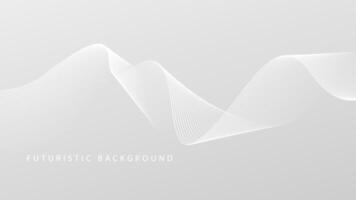 Futuristic gray white abstract background with shining wave lines pattern for banner, wallpaper, cover. illustration vector
