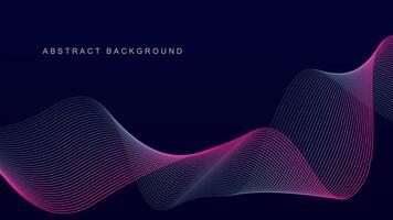 Abstract glowing wave lines on dark blue background. Dynamic wave pattern. Modern flowing wavy lines. Futuristic technology concept vector
