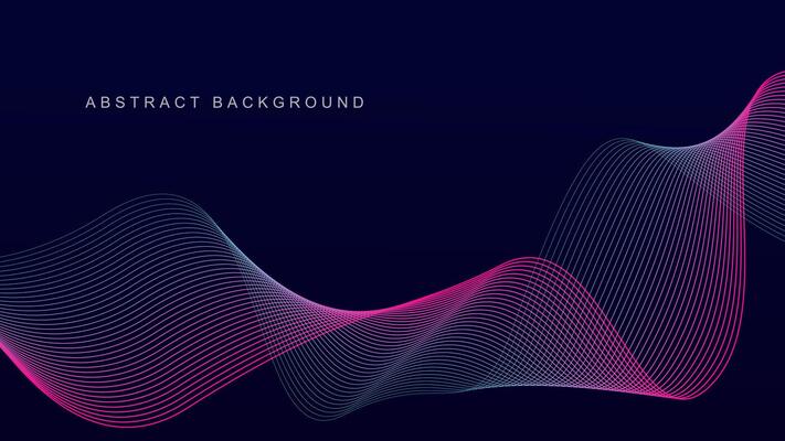 Abstract glowing wave lines on dark blue background. Dynamic wave pattern. Modern flowing wavy lines. Futuristic technology concept