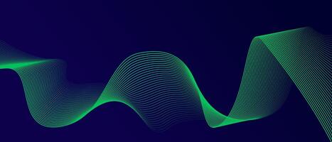 Abstract glowing wave lines on dark blue background. Dynamic wave pattern. Modern flowing wavy lines. Futuristic technology concept. Suit for banner, poster, cover, brochure, flyer, website vector