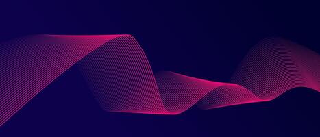 Abstract glowing wave lines on dark blue background. Dynamic wave pattern. Modern flowing wavy lines. Futuristic technology concept. Suit for banner, poster, cover, brochure, flyer, website vector