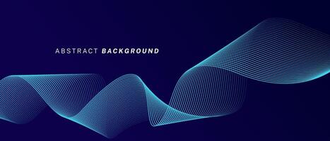 Abstract glowing wave lines on dark blue background. Dynamic wave pattern. Modern flowing wavy lines. Futuristic technology concept. Suit for banner, poster, cover, brochure, flyer, website vector