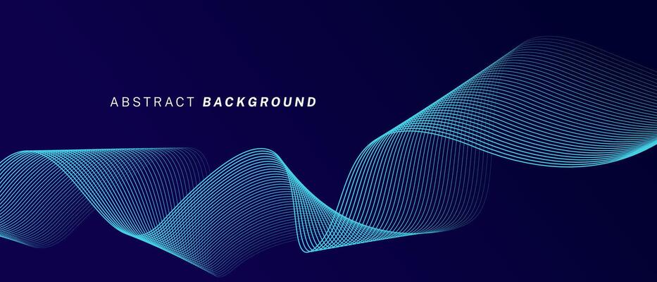 Abstract glowing wave lines on dark blue background. Dynamic wave pattern. Modern flowing wavy lines. Futuristic technology concept. Suit for banner, poster, cover, brochure, flyer, website