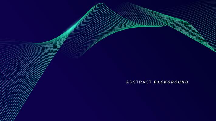 Abstract glowing wave lines on dark blue background. Dynamic wave pattern. Modern flowing wavy lines. Futuristic technology concept. Suit for banner, poster, cover, brochure, flyer, website