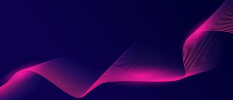 Abstract glowing wave lines on dark blue background. Dynamic wave pattern. Modern flowing wavy lines. Futuristic technology concept. Suit for banner, poster, cover, brochure, flyer, website vector
