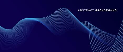 Abstract glowing wave lines on dark blue background. Dynamic wave pattern. Modern flowing wavy lines. Futuristic technology concept. Suit for banner, poster, cover, brochure, flyer, website vector