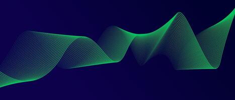 Abstract glowing wave lines on dark blue background. Dynamic wave pattern. Modern flowing wavy lines. Futuristic technology concept. Suit for banner, poster, cover, brochure, flyer, website vector