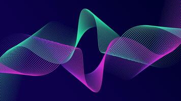 Abstract glowing wave lines on dark blue background. Dynamic wave pattern. Modern flowing wavy lines. Futuristic technology concept. Suit for banner, poster, cover, brochure, flyer, website vector
