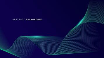 Abstract glowing wave lines on dark blue background. Dynamic wave pattern. Modern flowing wavy lines. Futuristic technology concept. Suit for banner, poster, cover, brochure, flyer, website vector
