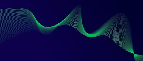 Abstract glowing wave lines on dark blue background. Dynamic wave pattern. Modern flowing wavy lines. Futuristic technology concept. Suit for banner, poster, cover, brochure, flyer, website vector
