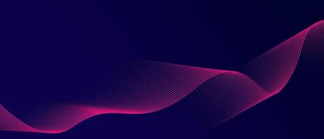 Abstract glowing wave lines on dark blue background. Dynamic wave pattern. Modern flowing wavy lines. Futuristic technology concept. Suit for banner, poster, cover, brochure, flyer, website vector