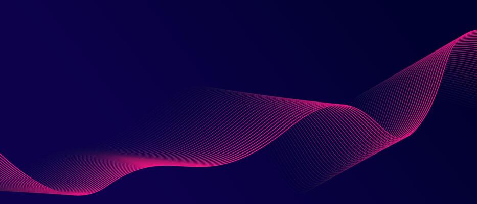 Abstract glowing wave lines on dark blue background. Dynamic wave pattern. Modern flowing wavy lines. Futuristic technology concept. Suit for banner, poster, cover, brochure, flyer, website