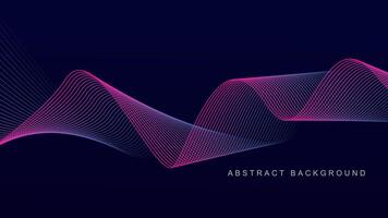 Abstract glowing wave lines on dark blue background. Dynamic wave pattern. Modern flowing wavy lines. Futuristic technology concept vector