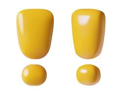 3d yellow exclamation marks three dimensional realistic plastic elements isolated on white vector