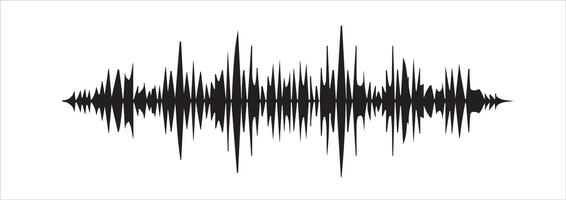 Black and White Audio Waveform Illustration on White Background. High Resolution Sound Wave Design vector