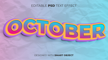 Text Effect of October Editable for Title, Copy, Poster, Event, Marketing, 3D Text, Caption, Style psd