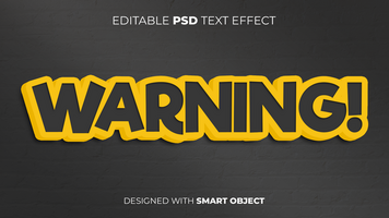 Text Effect of Warning Alert Attention Warn Editable for Title, Copy, Poster, Event, Marketing, 3D Text, Caption, Style psd