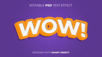 Text Effect of WOW Editable for Title, Copy, Poster, Event, Marketing, 3D Text, Caption, Style psd