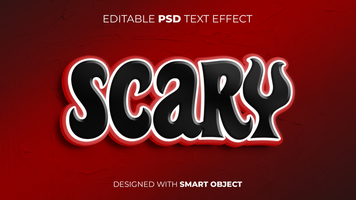 Text Effect of Scary Editable for Title, Copy, Poster, Event, Marketing, 3D Text, Caption, Style psd