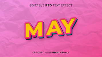 Text Effect of May Editable for Title, Copy, Poster, Event, Marketing, 3D Text, Caption, Style psd