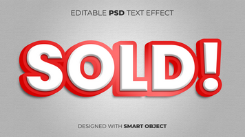 Text Effect of Sold Editable for Title, Copy, Poster, Event, Marketing, 3D Text, Caption, Style psd