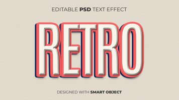 Text Effect of Retro Editable for Title, Copy, Poster, Event, Marketing, 3D Text, Caption, Style psd