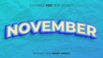 Text Effect of November Editable for Title, Copy, Poster, Event, Marketing, 3D Text, Caption, Style psd