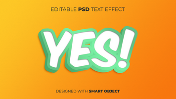 Text Effect of Yes Editable for Title, Copy, Poster, Event, Marketing, 3D Text, Caption, Style psd