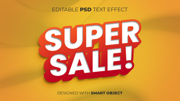 Text Effect of Super Sale Editable for Title, Copy, Poster, Event, Marketing, 3D Text, Caption, Style psd
