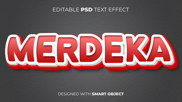 Text Effect of Merdeka Indonesia Independence Day Editable for Title, Copy, Poster, Event, Marketing, 3D Text, Caption, Style psd