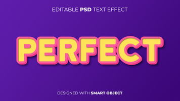 Text Effect of Perfect Editable for Title, Copy, Poster, Event, Marketing, 3D Text, Caption, Style psd