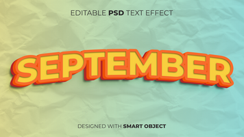 Text Effect of September Editable for Title, Copy, Poster, Event, Marketing, 3D Text, Caption, Style psd