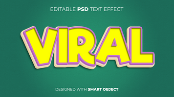 Text Effect of Viral Editable for Title, Copy, Poster, Event, Marketing, 3D Text, Caption, Style psd